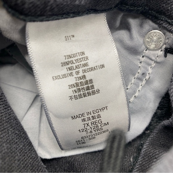 Levis 511 Slim Performance Jeans Dark Wash Waist Kids Size 7X Reg 7-8 Years Girl - Picture 4 of 7